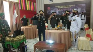 Kodim 0115/Simeulue menyaksikan acara Virtual dan Gelar Syukuran Hari Jadi TNI  Ke-75