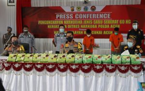 Polda Aceh Gelar Konferensi PERS Pengungkapan Narkotika Jenis Sabu Seberat 60 KG