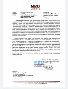 Tak Salurkan Bansos Sebesar 1,5 Trilyun, MPO Aceh Surati Presiden