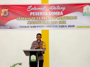 Waka Polres Simeulue Resmi membuka Acara Seleksi Duta Pelajar Kamtibmas Jenjang SMU dan SMK