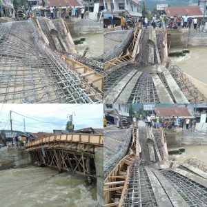 Diduga Tidak Sesuai Spek Teknis, Jembatan Simpang Marlboro Aceh Tenggara Roboh