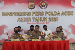 Kapolda Aceh Pimpin Konferensi Pers Akhir Tahun 2020