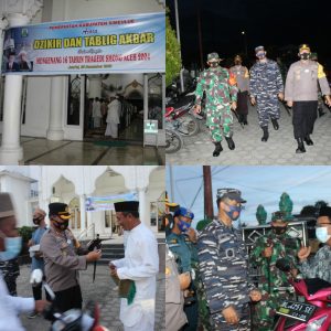 Di Malam Renungan Mengenang 16 tahun Tsunami Aceh, Kapolres Simeulue Bersama Dandim dan Danlanal Berbagi masker