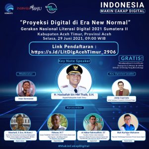 Literasi Digital Di Kabupaten Aceh Timur Bertema Proyeksi Digital Di Era New Normal