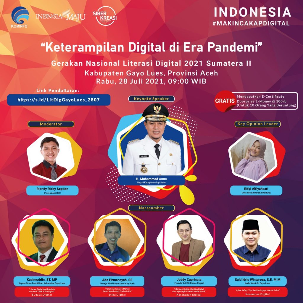 Literasi Digital Kabupaten Gayo Lues Bertema ” Keterampilan Digital di Era Pandemi “